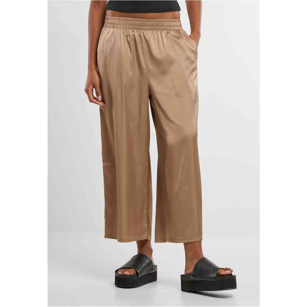 Urban Classics - Satin Wide Leg Culotte Hose - Lila